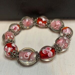 Flower Lampwork Glass Bracelet